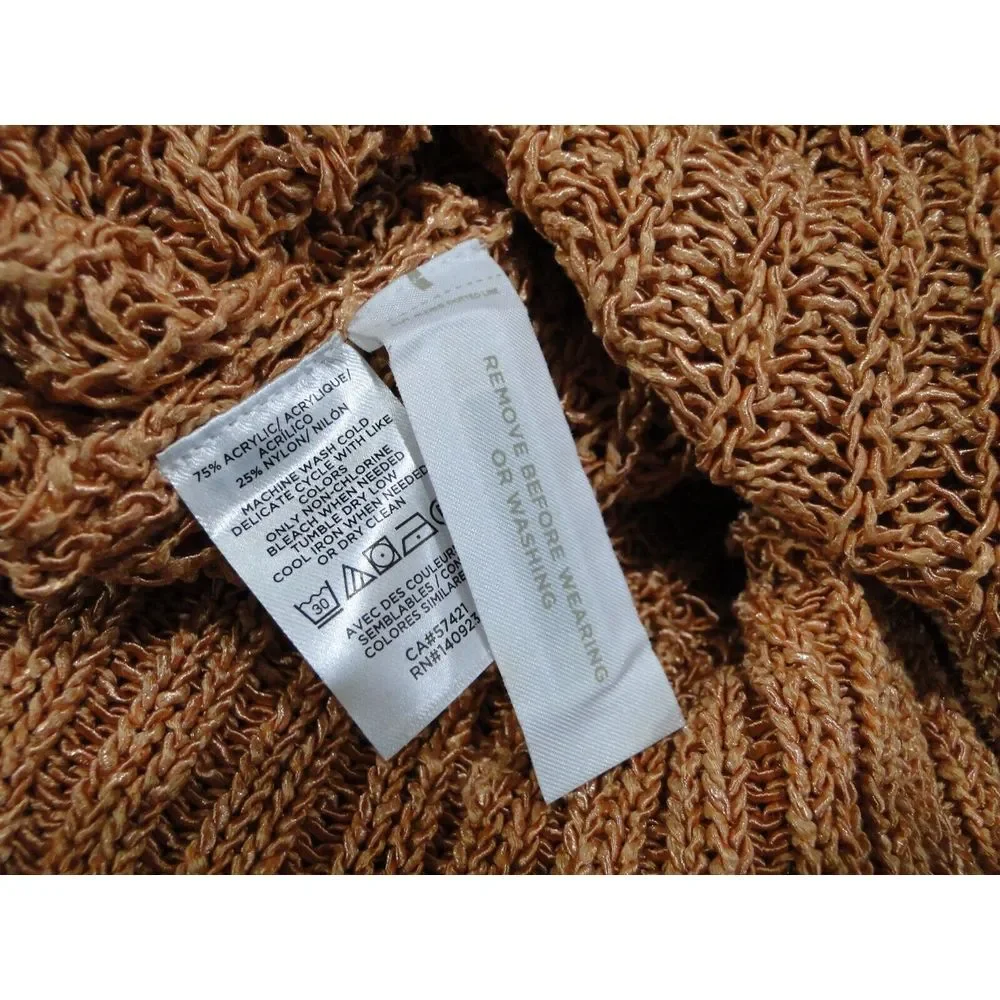 NWT Ann Taylor LOFT Plus Sz 16/18 Orange Shimmer‎ Open Knit Sweater Pullover